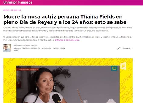 Thaina Fields FALLECIÓ hoy: Milky Perú se pronuncia sobre。